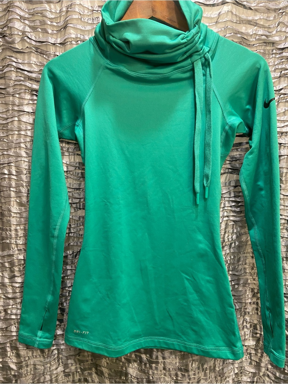 Nike Women's Green Dri-FIT Long Sleeve Funnel Neck Top